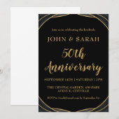 Zwart en gouden uitnodigingen voor 50-jarig jubile (Voorkant / Achterkant)