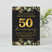 Zwart en gouden uitnodigingen voor 50-jarig jubile (Staand voorkant)