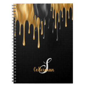 Zwart en gouden verf het Drijven Monogram Manuscri Notitieboek
