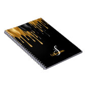 Zwart en gouden verf het Drijven Monogram Naam van Notitieboek (Rechterzijde)