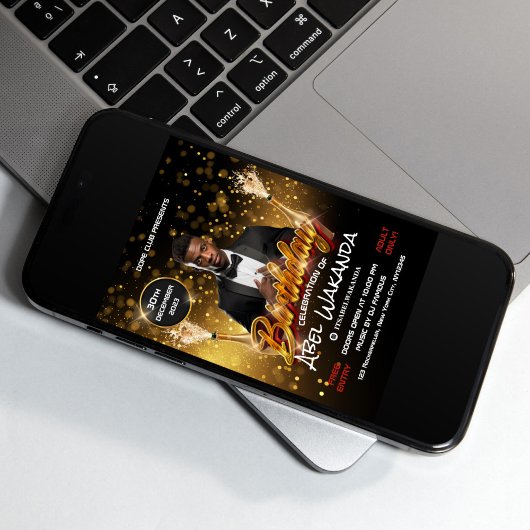 Zwart en Gouden Verjaardagsclub Feest Uitnodiging