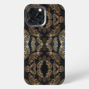 Zwart en gouden vlinder zonder naadloze pattren iPhone 13 pro max hoesje