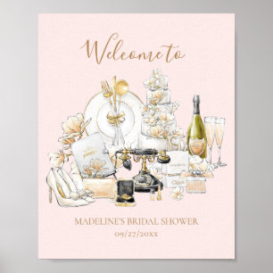 Zwart en gouden welkomstbord voor bruidsuitnodigin poster