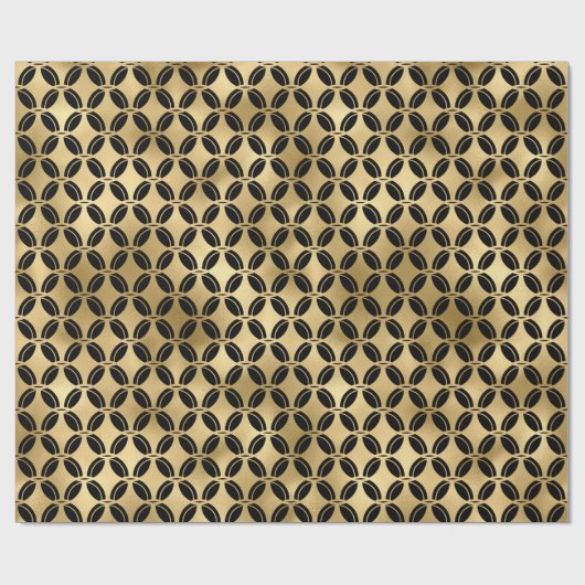 Zwart en goudfilm Deco Pattern Cadeaupapier (Vlak)