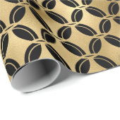 Zwart en goudfilm Deco Pattern Cadeaupapier (Rol Hoek)