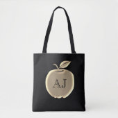 Zwart en goudfolie Apple Elegant Monogram Draagtas (Voorkant)