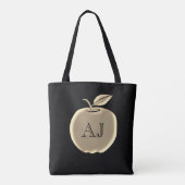 Zwart en goudfolie Apple Elegant Monogram Draagtas (Achterkant)
