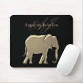Zwart en goudfolie Elephant Modern Monogram Muismat (Met muis)