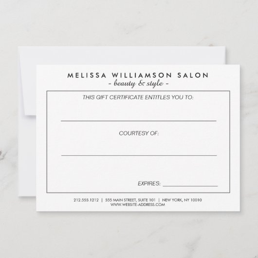 Zwart en goudglamour en Beauty-cadeaubon (Achterkant)