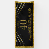 Zwart en goudglitter 40 Hallo Spandoek (Verticaal)