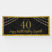 Zwart en goudglitter 40 Hallo Spandoek (Horizontaal)