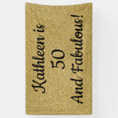 Zwart en goudglitter 50 jaar en feestdag spandoek (Verticaal)