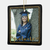 Zwart en goudglitter AFSTUDEREN (bewerkbare kleur) Keramisch Ornament (Links)