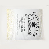 Zwart en goudglitter Afstuderen Fotoachtergrond Wandkleed (Voorkant (horizontaal))