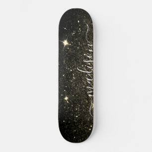 Zwart en goudglitter op maat skateboard