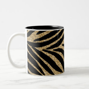 Zwart en goudglitter Zebra afdrukken Tweekleurige Koffiemok