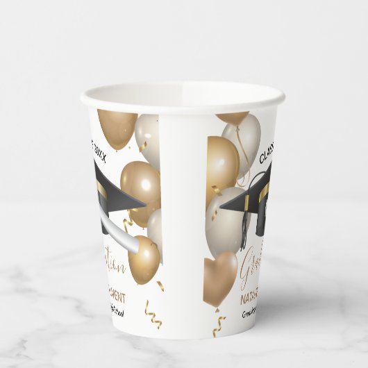 Zwart en goudhoudend Pet Afstuderen 2022 Papieren Bekers (Links)