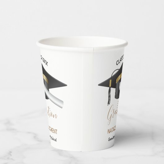 Zwart en goudhoudend Pet Afstuderen 2022 Papieren Bekers (Rechts)