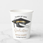 Zwart en goudhoudend Pet Afstuderen 2022 Papieren Bekers (Voorkant)