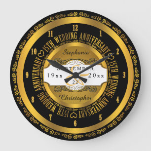 Zwart en goudlegant 15th Wedding Jubileum Grote Klok