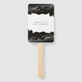 Zwart en goudmarmer Agate Modern Elegant Wedding Handwaaier (Achterkant)