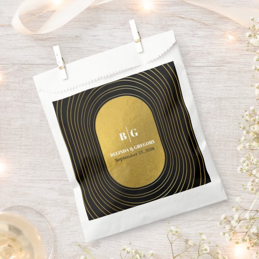 Zwart en goudmatig minimalistisch pleisterhuwelijk bedankzakje (Geknipt)