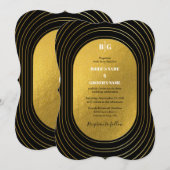 Zwart en goudmatig minimalistisch pleisterhuwelijk kaart (Voorkant / Achterkant)