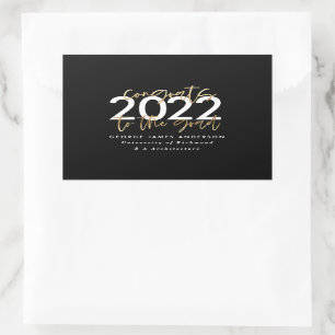 Zwart en goudmodern, stijlvol afstuderen rechthoekige sticker