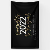 Zwart en goudmodern, stijlvol afstuderen spandoek (Verticaal)