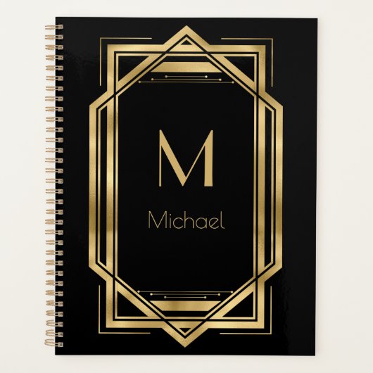 Zwart en goudmonogram op maat | Geometrisch Planner (Voorkant)