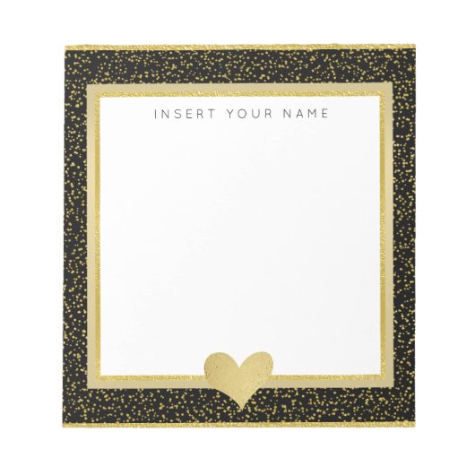 Zwart en goudolie en glitter Notitieblok 5,5 x 6 i (Voorkant)