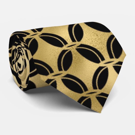 Zwart en goudpatroon stropdas (Opgerold)