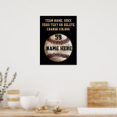 Zwart en goudpersoonlijk Baseball Poster (Keuken)