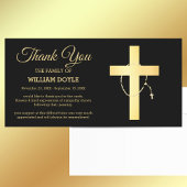 Zwart en goudrelig kruis en pijnlijke begrafenis bedankkaart
