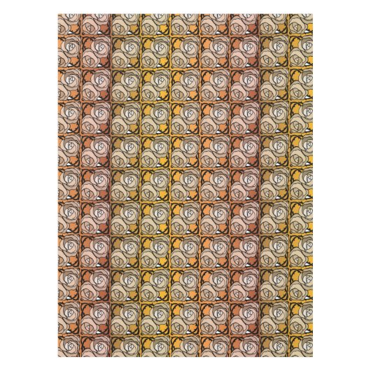  zwart en goudRozen floreel patroon Tafelkleed (Voorkant)