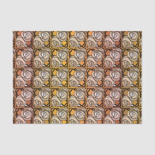  zwart en goudRozen floreel patroon Tissuepapier (Voorkant)