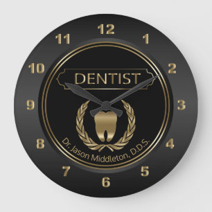 Zwart en goudtandontwerp grote klok