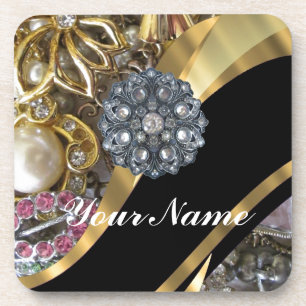 Zwart en goudverven drankjes onderzetter