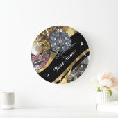 Zwart en goudverven grote klok (Huis)