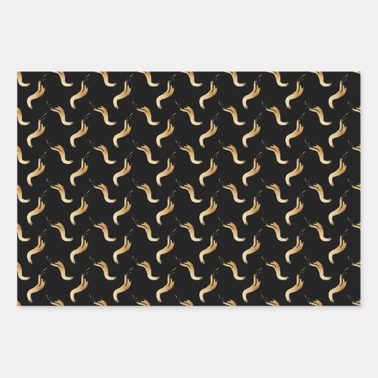 Zwart en goudvormig glam inpakpapier vel (Voorkant 2)