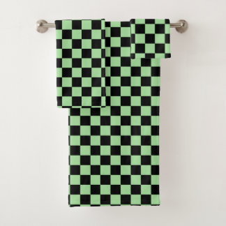Zwart en Granny Apple Gecontroleerd Patroon Bad Handdoek