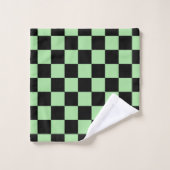 Zwart en Granny Apple Gecontroleerd Patroon Bad Handdoek (Wasdoekje)