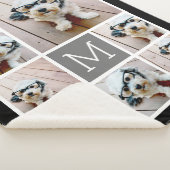 Zwart en grijs 8 Fotocollage - klassiek monogram Sherpa Deken (3/4)