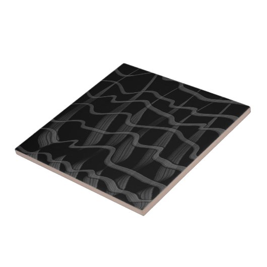 Zwart en grijs abstract gevederd bloemmotief met b tegeltje (Zijkant)