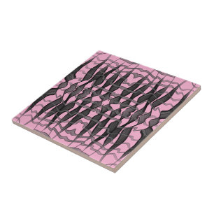 Zwart en grijs Abstract gevederde bloembladeren Tegeltje