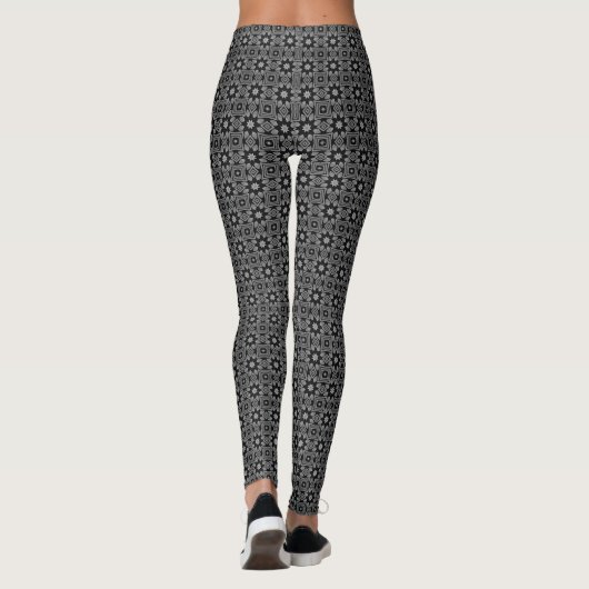 Zwart en Grijs Abstract patroon Leggings (Achterkant)