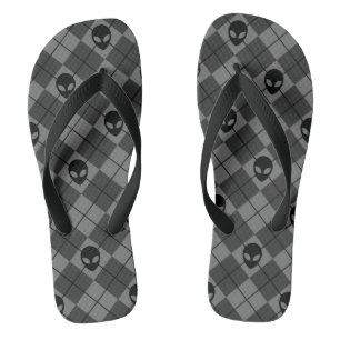 Zwart en Grijs Alien Argyle Patroon Teenslippers