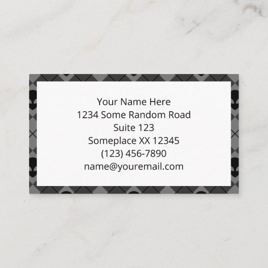 Zwart en grijs Alien Argyle patroon Visitekaartje (Achterkant)