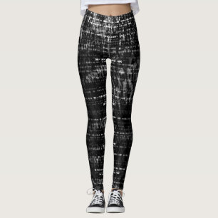 Zwart en Grijs Binaire Code Digitale Kunst Leggings