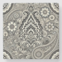 Zwart en grijs Bloemen Paisley Elegance